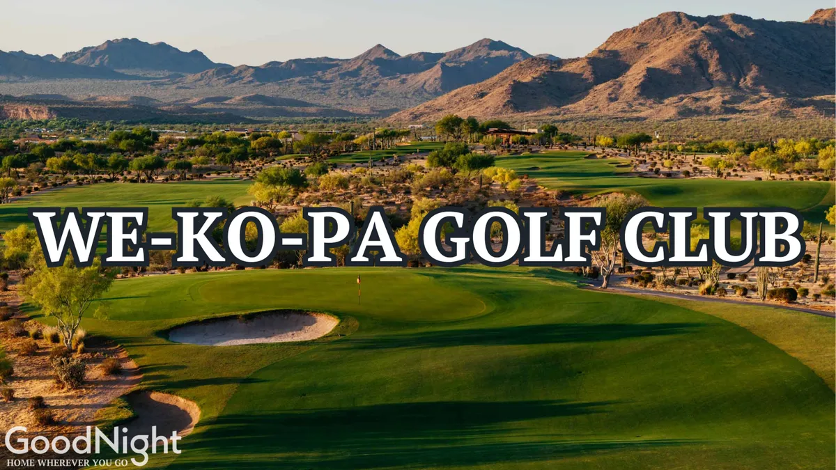 This image captures a lush golf course with impressive mountain backdrops and vibrant greenery, suggesting recreational opportunities and expansive views found near Fountain Hills.